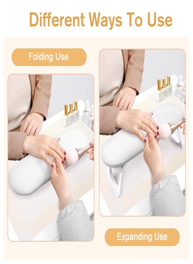Subay Nail Arm Rest, Foldable PU Leather Nail Hand Rest for Acrylic Nails Cushion Hand Holder, Nail Hand Pillow Nail Art Accessories Tool for Manicure Salon Use - White - Image 2